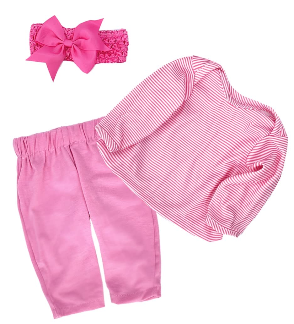 TatuDoll Reborn Doll Clothes Set for 18-20 inch Dolls – Pink Striped 3-Piece Outfit