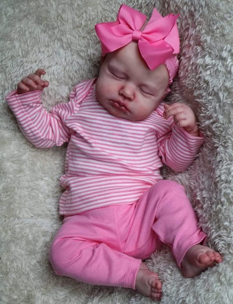 TatuDoll Reborn Doll Clothes Set for 18-20 inch Dolls – Pink Striped 3-Piece Outfit