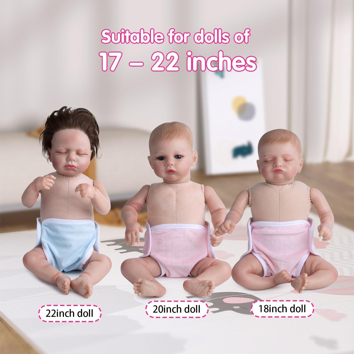 TatuDoll 4 Pairs Baby Doll Underpants – Reusable Diapers for 18-23 Inch Dolls (Pink & Blue)