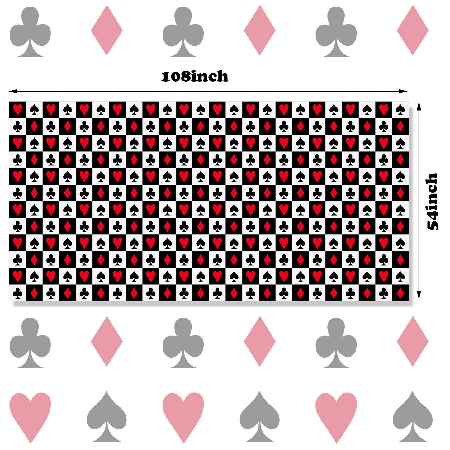 Tatuo 2 Pcs Casino Theme Poker Tablecloths - Las Vegas Style 54 x 108 in | Disposable Plastic Table Cover