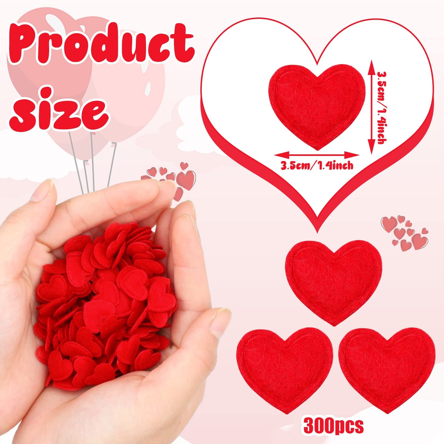 Tatuo 300 Pcs Red Valentines Day Felt Hearts – DIY Confetti for Romantic Decor