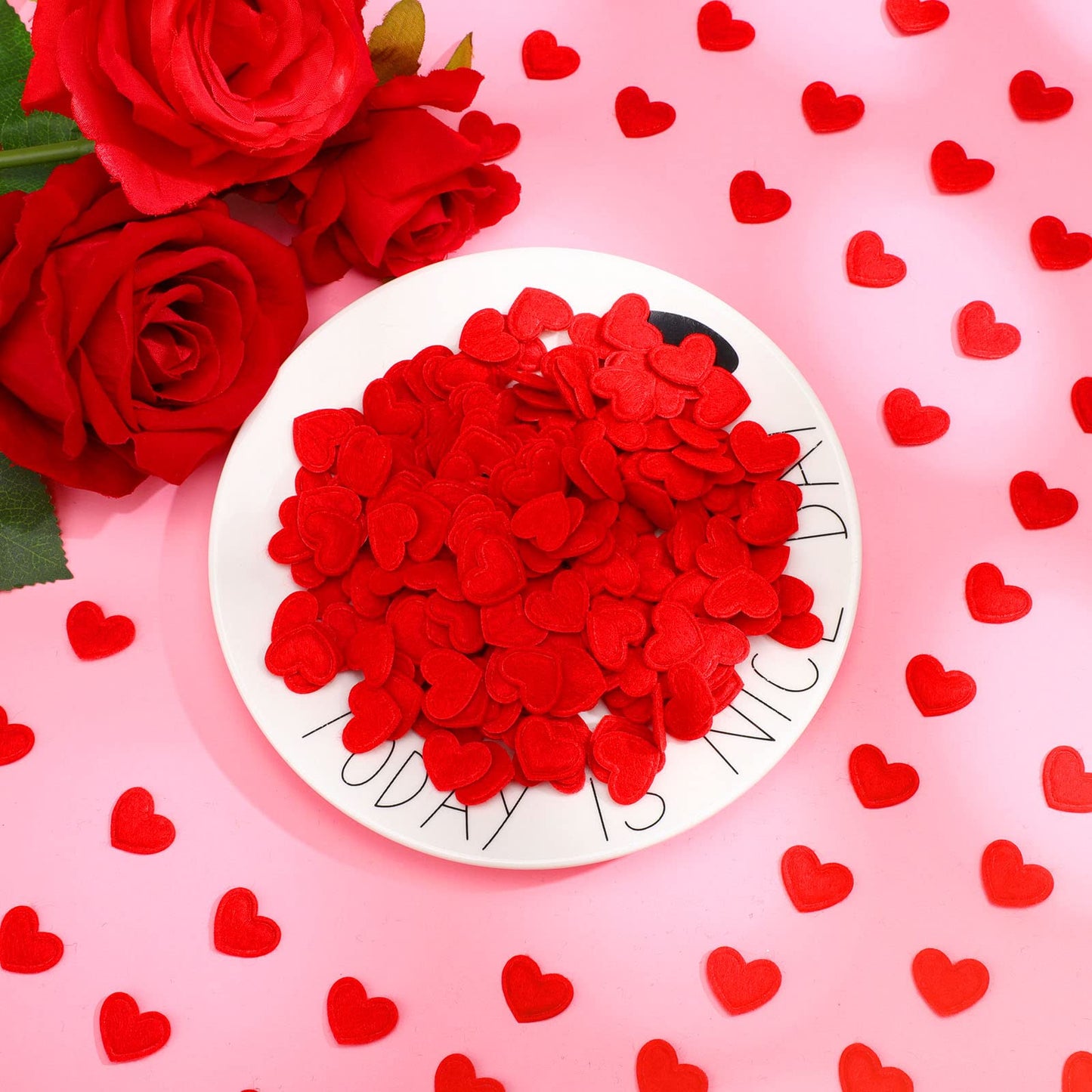 Tatuo 300 Pcs Red Valentines Day Felt Hearts – DIY Confetti for Romantic Decor