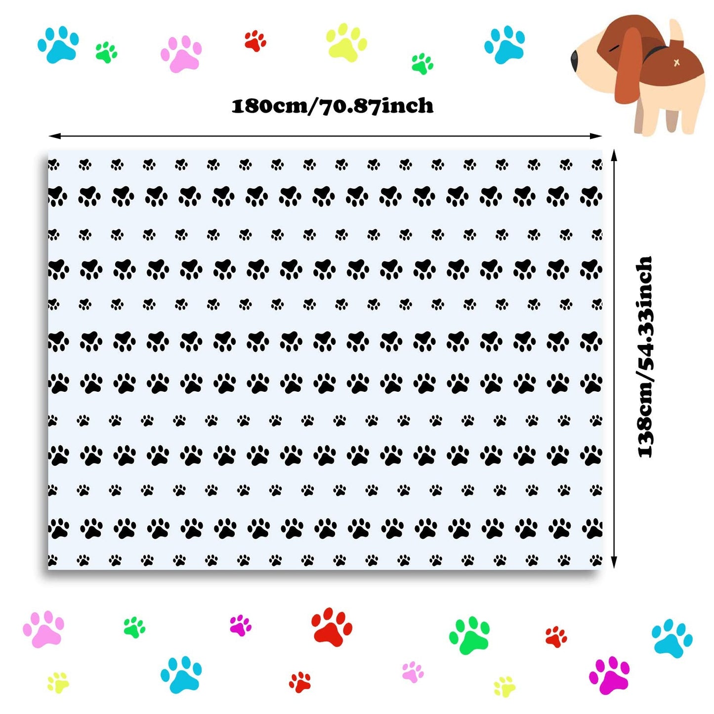 Tatuo 2 Pcs Puppy Paw Print Tablecloths – 71x54 in Black Dog Theme Party Decor