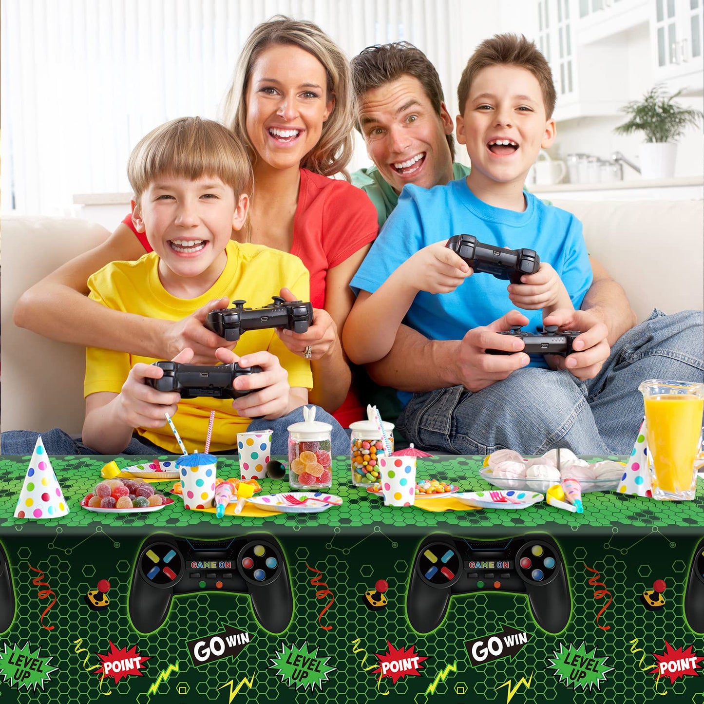 Tatuo 3 Pcs Video Game Table Cover – 54 x 108 in Green, Party Decor