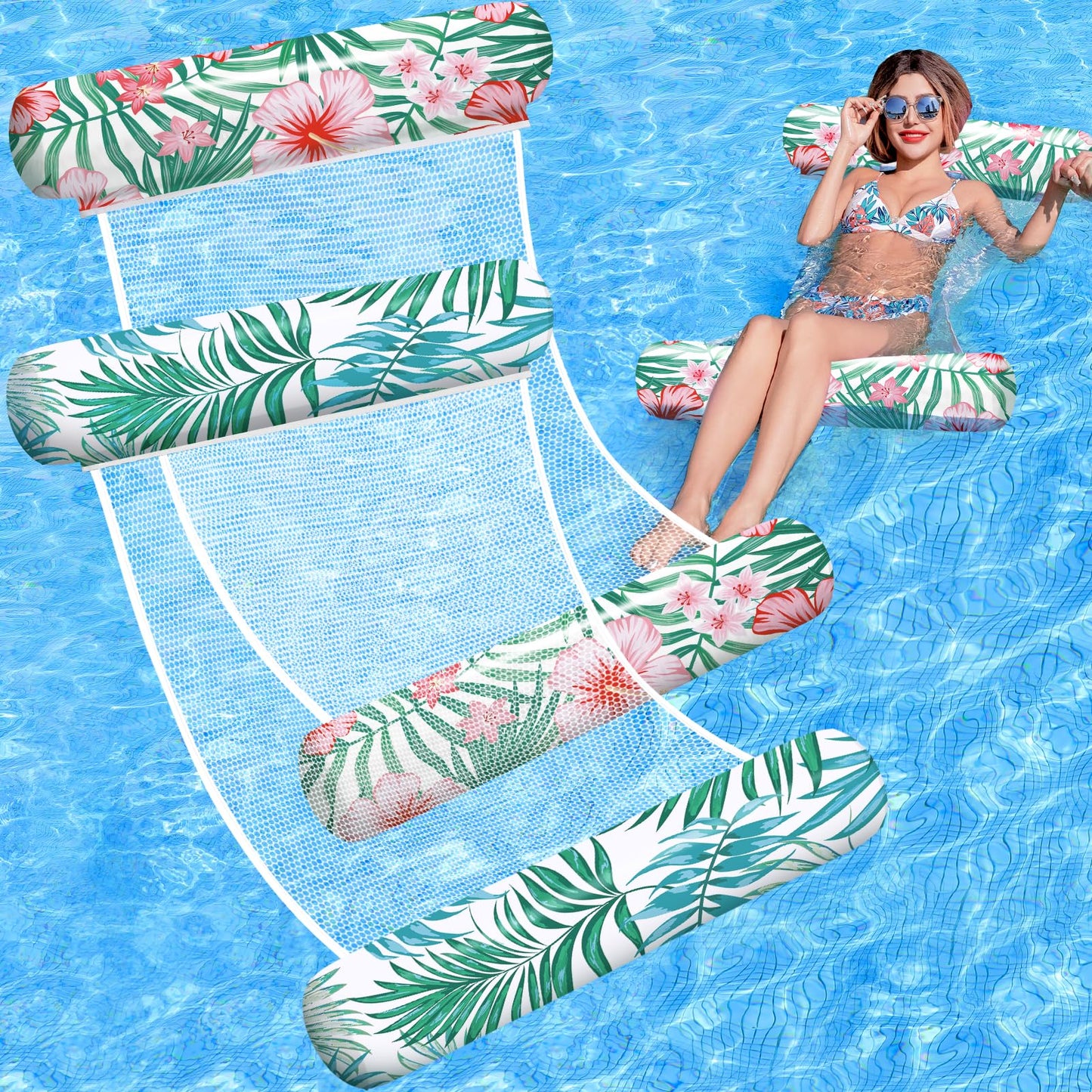 Tavaleu Pool Floats 2-Pack - 4-in-1 Inflatable Lounger & Water Hammock