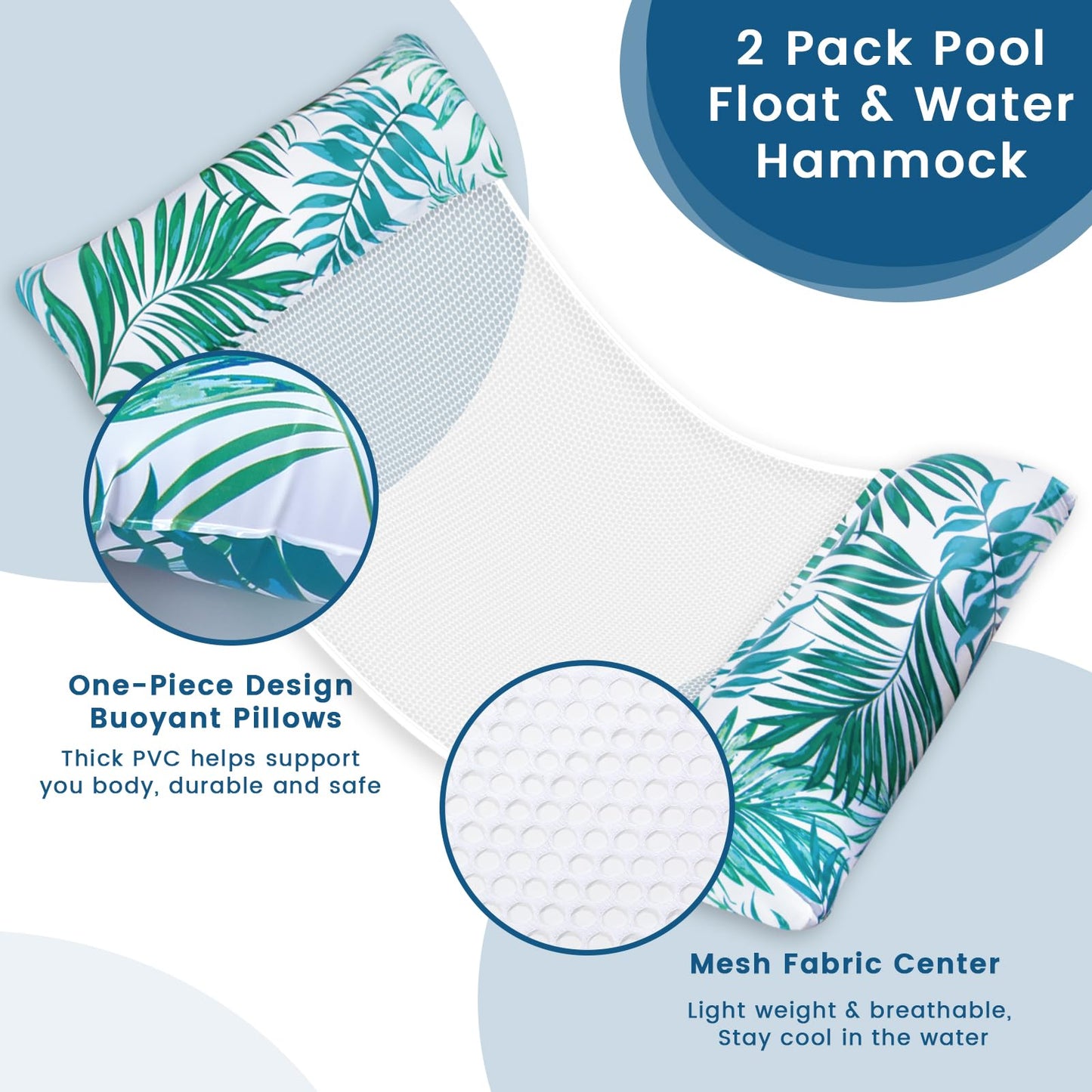 Tavaleu Pool Floats 2-Pack - 4-in-1 Inflatable Lounger & Water Hammock