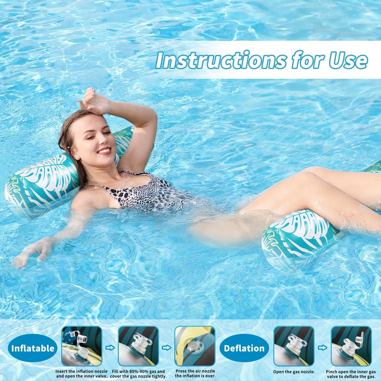 Tavaleu Pool Floats Adult – 2 Pack 4-in-1 Inflatable Pool Lounges