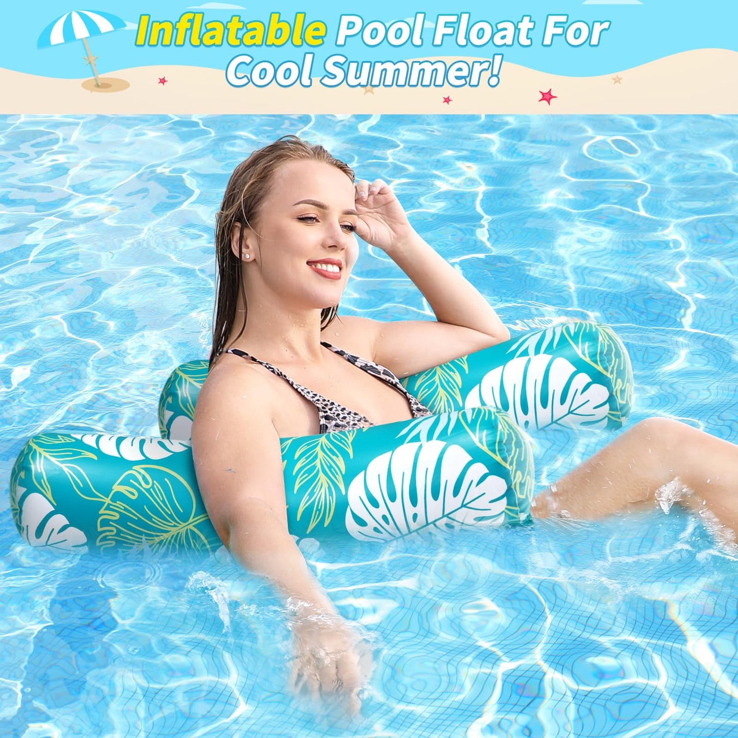 Tavaleu Pool Floats Adult – 2 Pack 4-in-1 Inflatable Pool Lounges