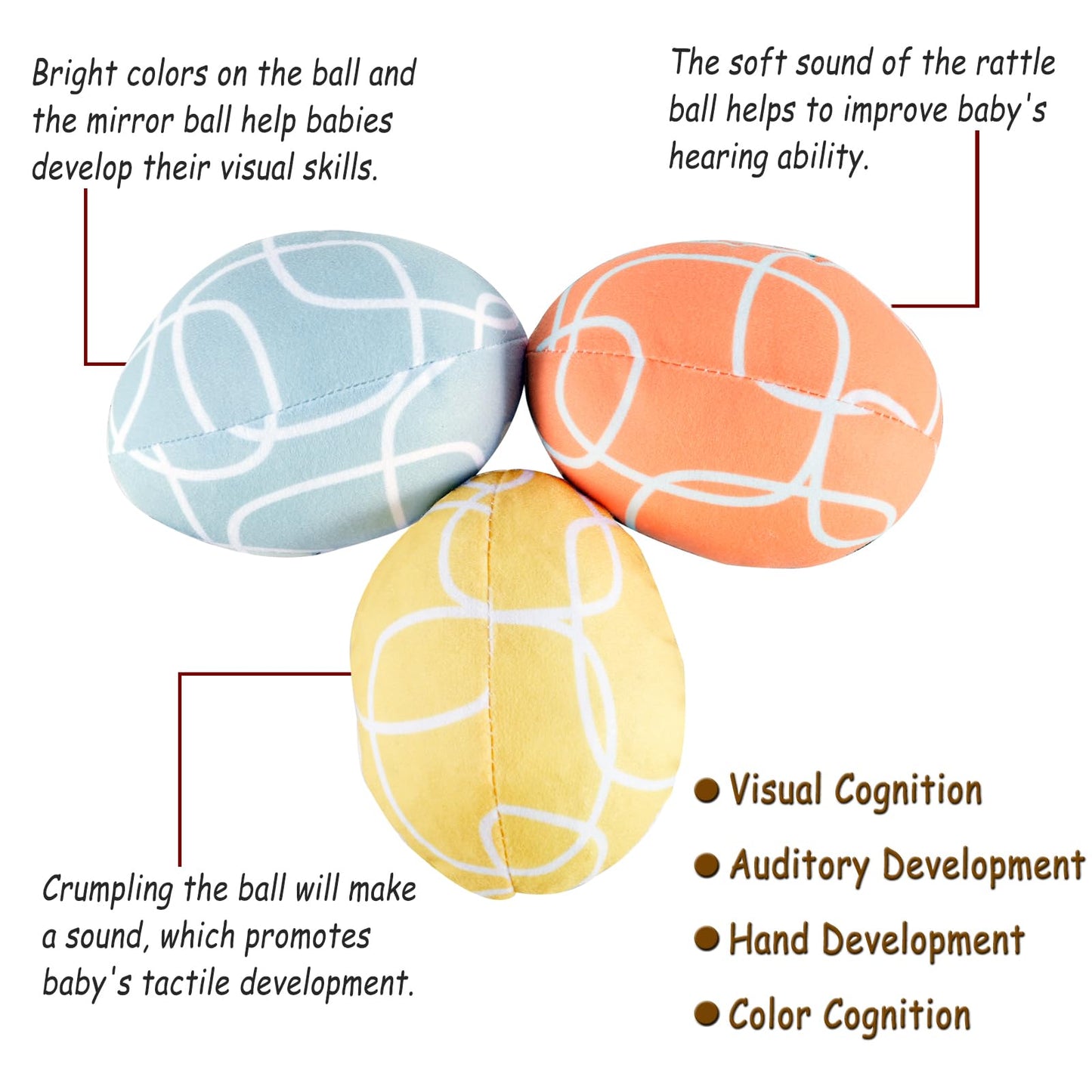 Tayerop Replacement Balls for Mamaroo Swing — 3-Pack Interactive Plush Balls