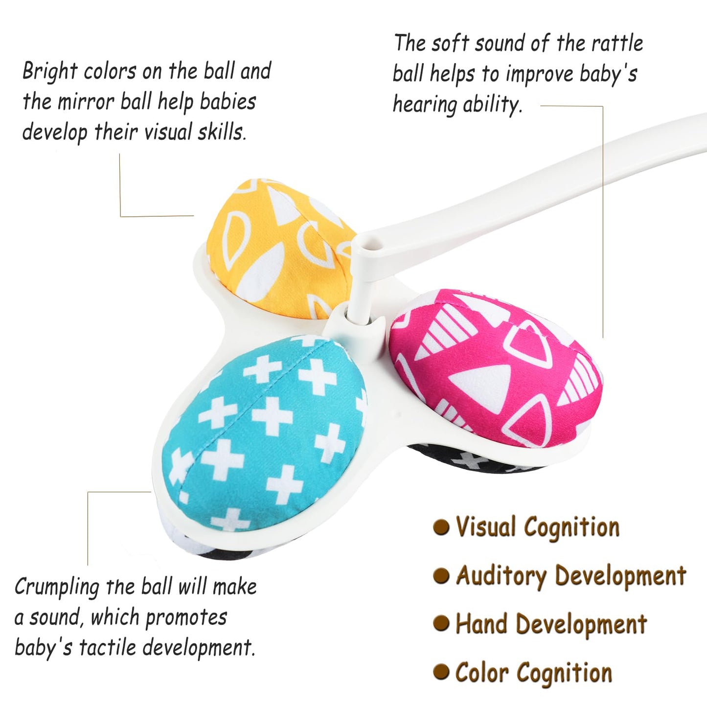 Tayerop Replacement Balls for Mamaroo Swing – 3 Plush Interactive, Reversible Toys (RockaRoo 1048 Compatible)