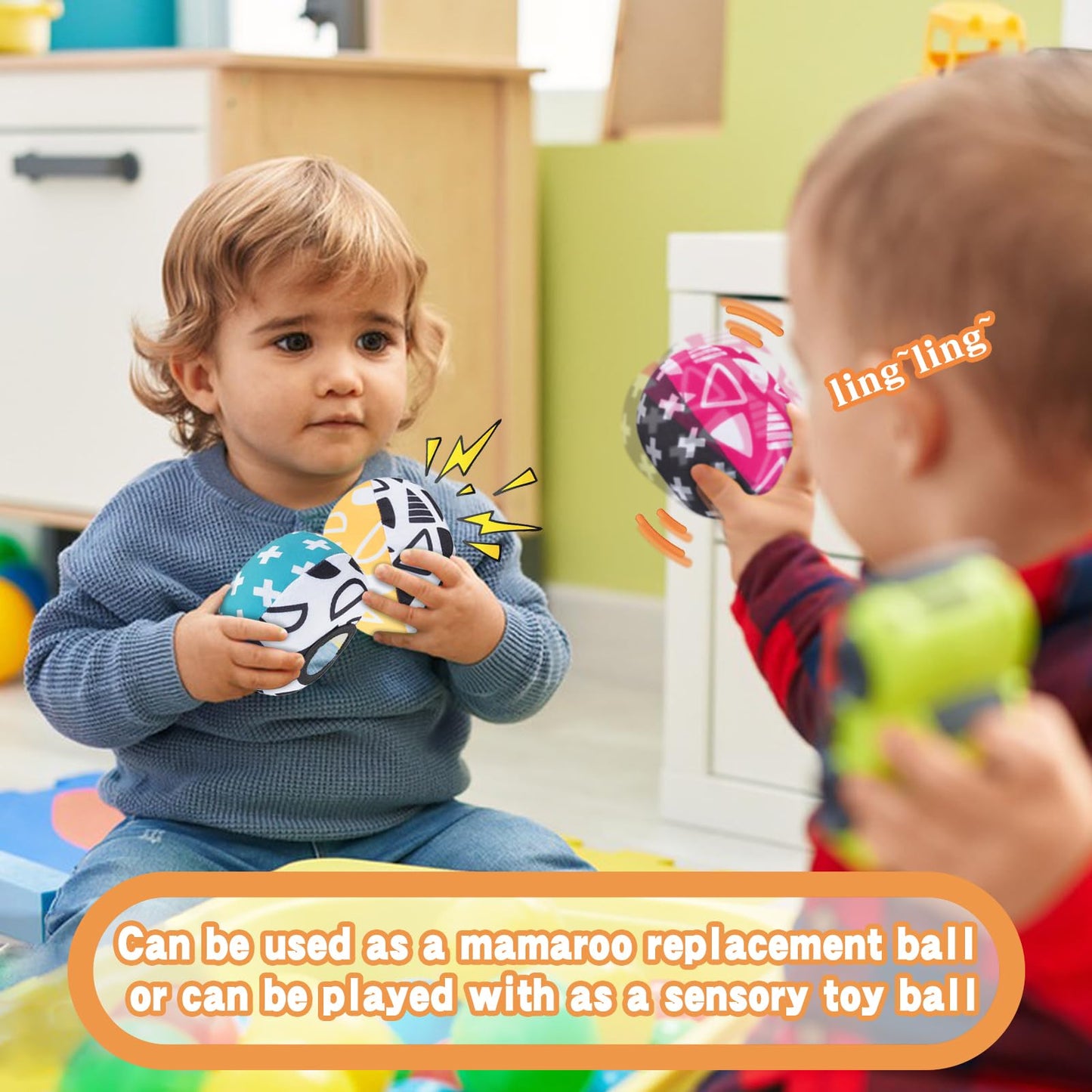 Tayerop Replacement Balls for Mamaroo Swing – 3 Plush Interactive, Reversible Toys (RockaRoo 1048 Compatible)