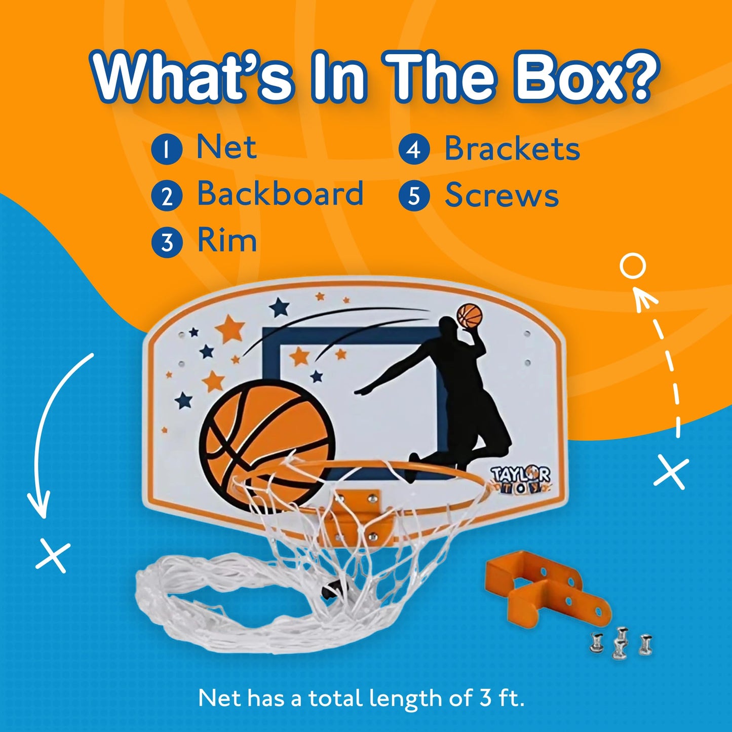 Taylor Toy Over the Door Basketball Laundry Hamper – Space-Saving Hoop Organizer