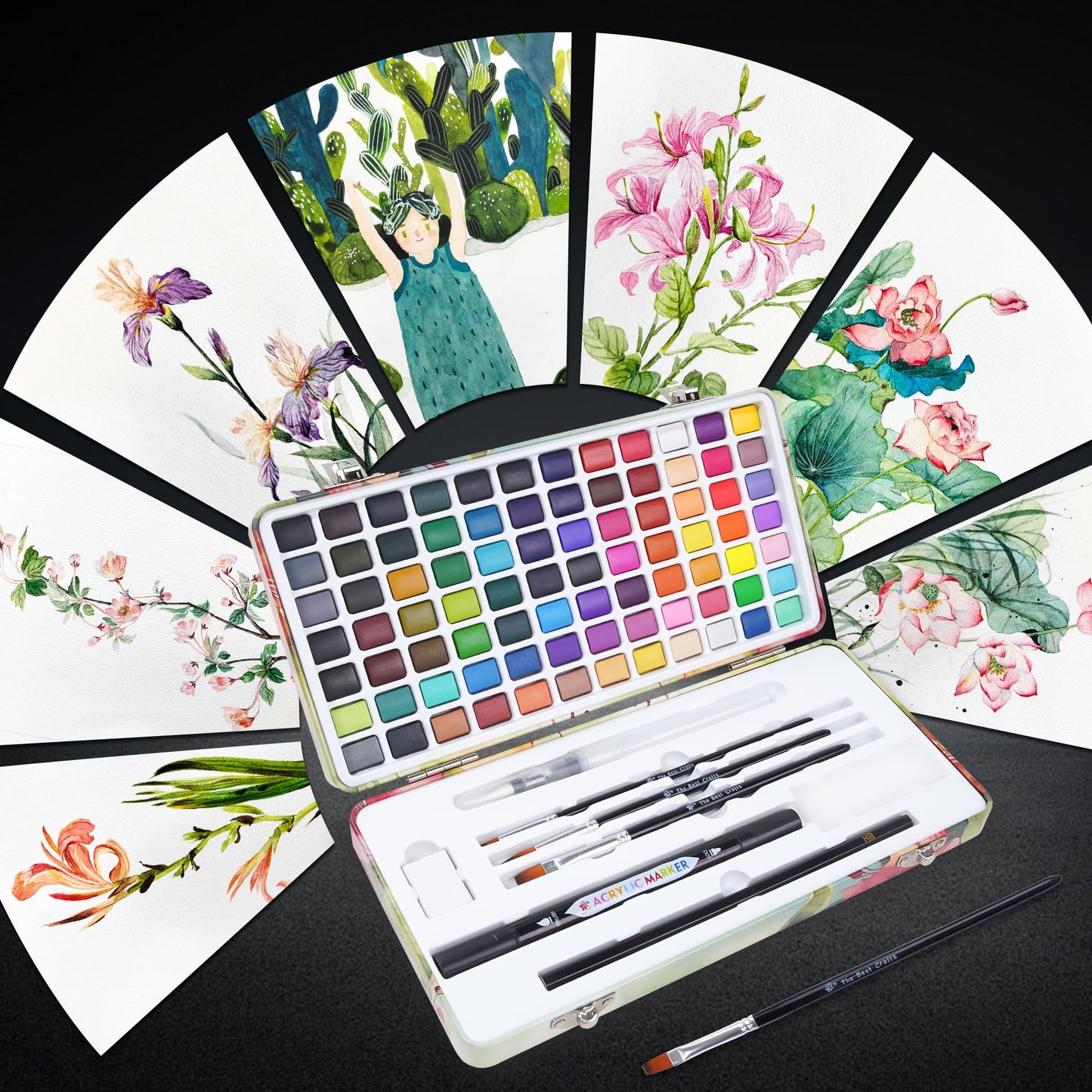 TBC The Best Crafts 84 Colors Watercolor Paint Set – Portable Art Kit for Kids, Students & Artists
