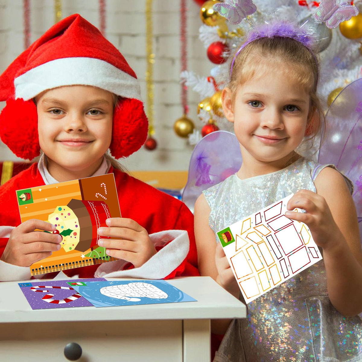 TBEEJ 2-Pack Christmas Sticker Paint Books for Kids 4-8 – Create 20 Pictures with 20 Sticker Sheets (Separate)