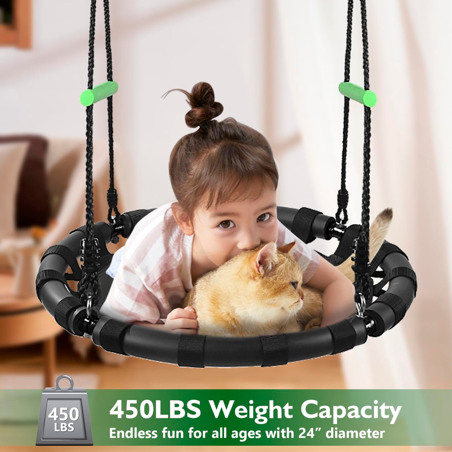 TBMLC 24-Inch Tree Swing | Durable Steel Frame & Thick PP Mat – Outdoor Saucer Swing