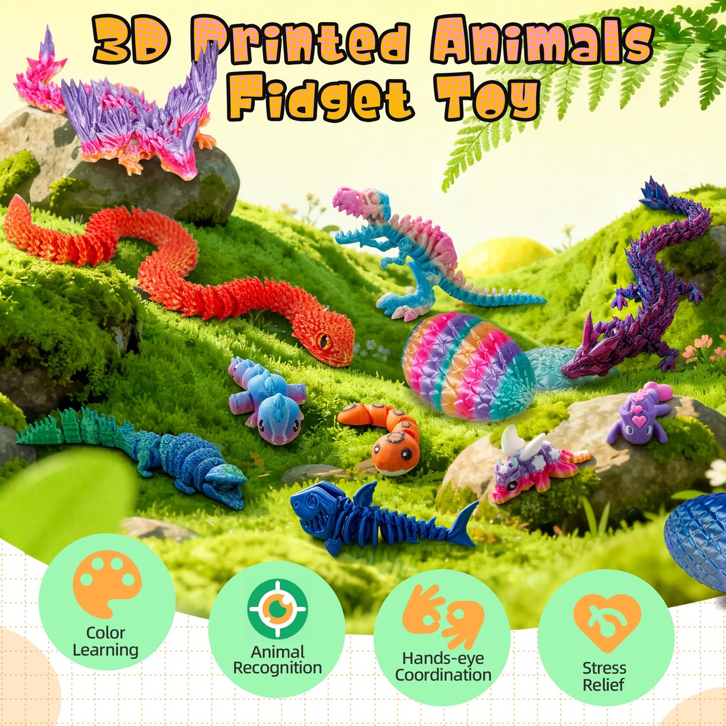 TBOLINE 12Pcs Parent-Child 3D Dragon Egg Toys — 6 Sets with Mini Inside Animals