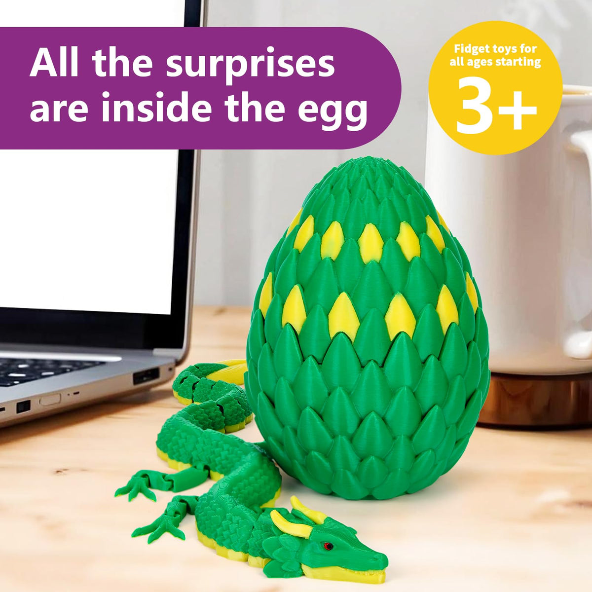TBOLINE 3D Printed Dragon Eggs with Articulated Dragon Inside | Crystal Dragon Figures