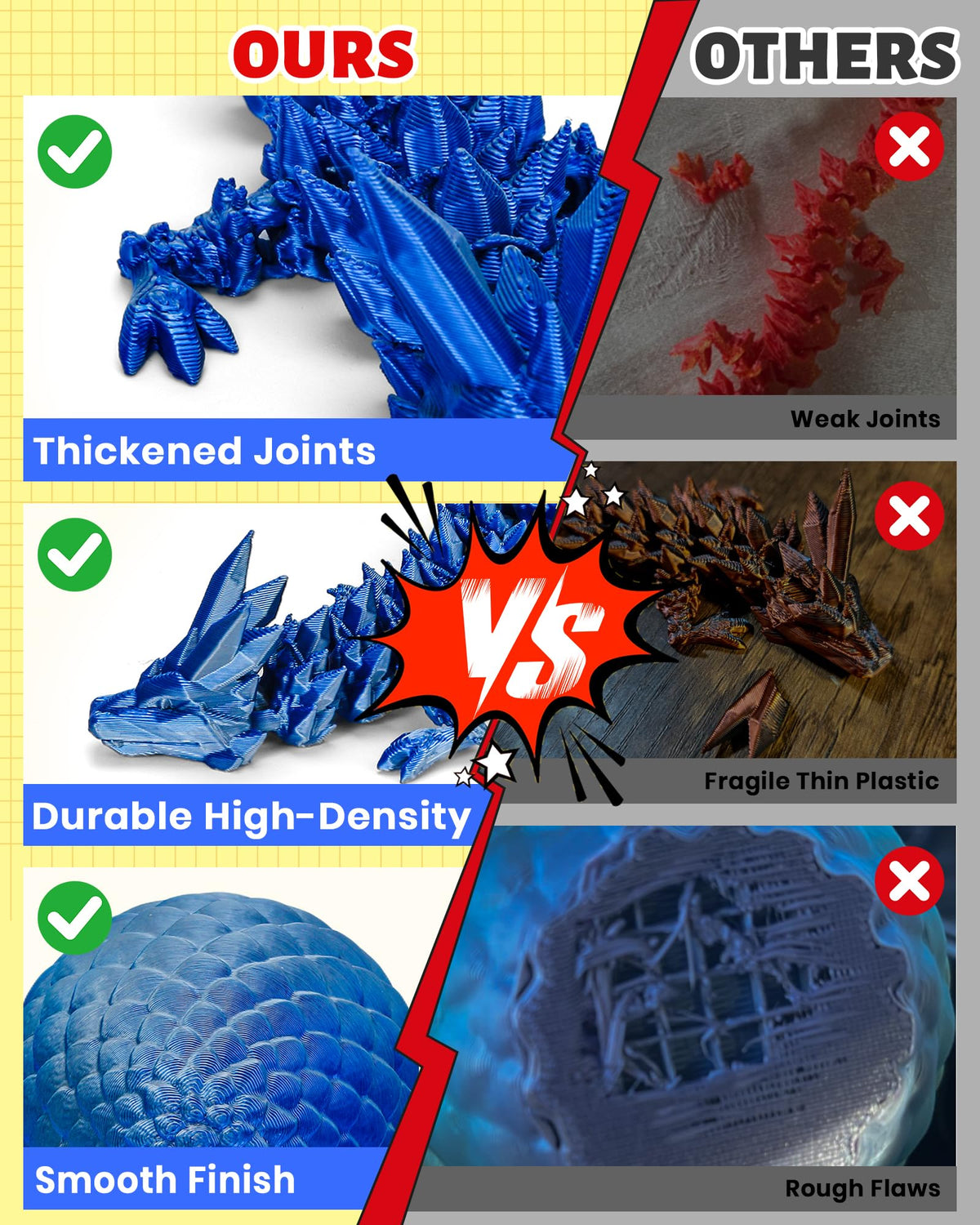 TBOLINE 12" Dragon Egg - 3D Printed Articulated Crystal Dragons, Surprise Fidget Toys for Kids