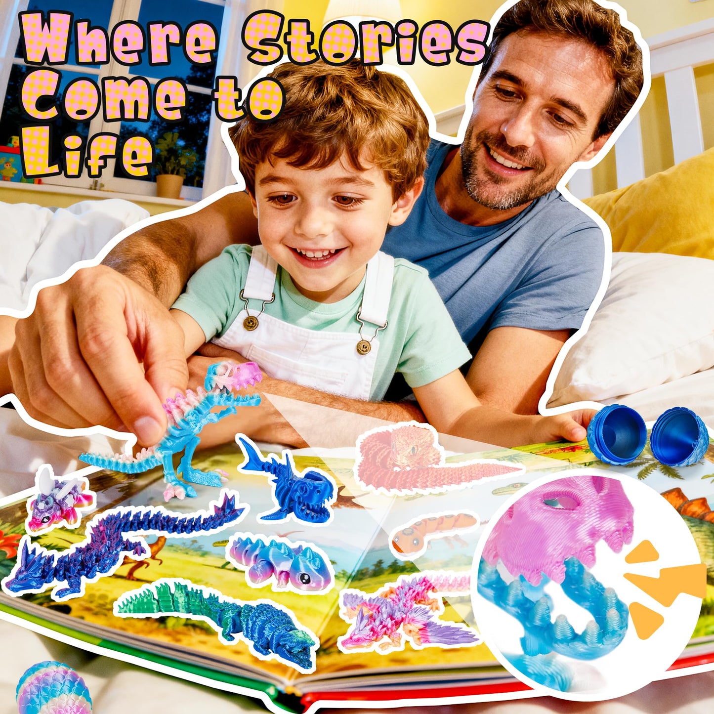 TBOLINE 12Pcs Parent-Child 3D Dragon Egg Toys — 6 Sets with Mini Inside Animals