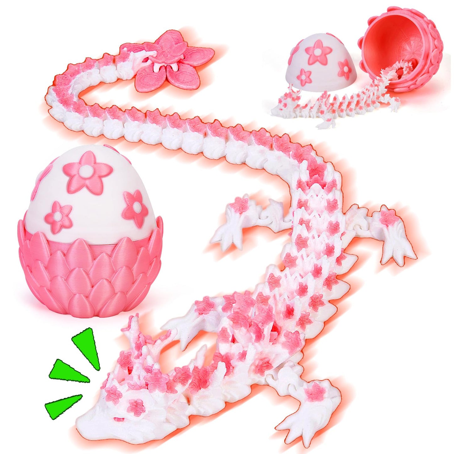 TBOLINE 3D Printed Dragon Egg Pink – 12in Cherry Blossom Dragon Decor & Flexible Fidget Toy
