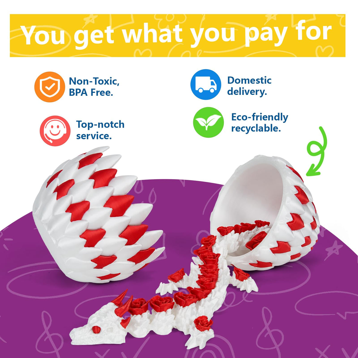 TBOLINE 3D Printed Dragon Eggs with Articulated Dragon Inside – Easter Gifts & Desk Toys