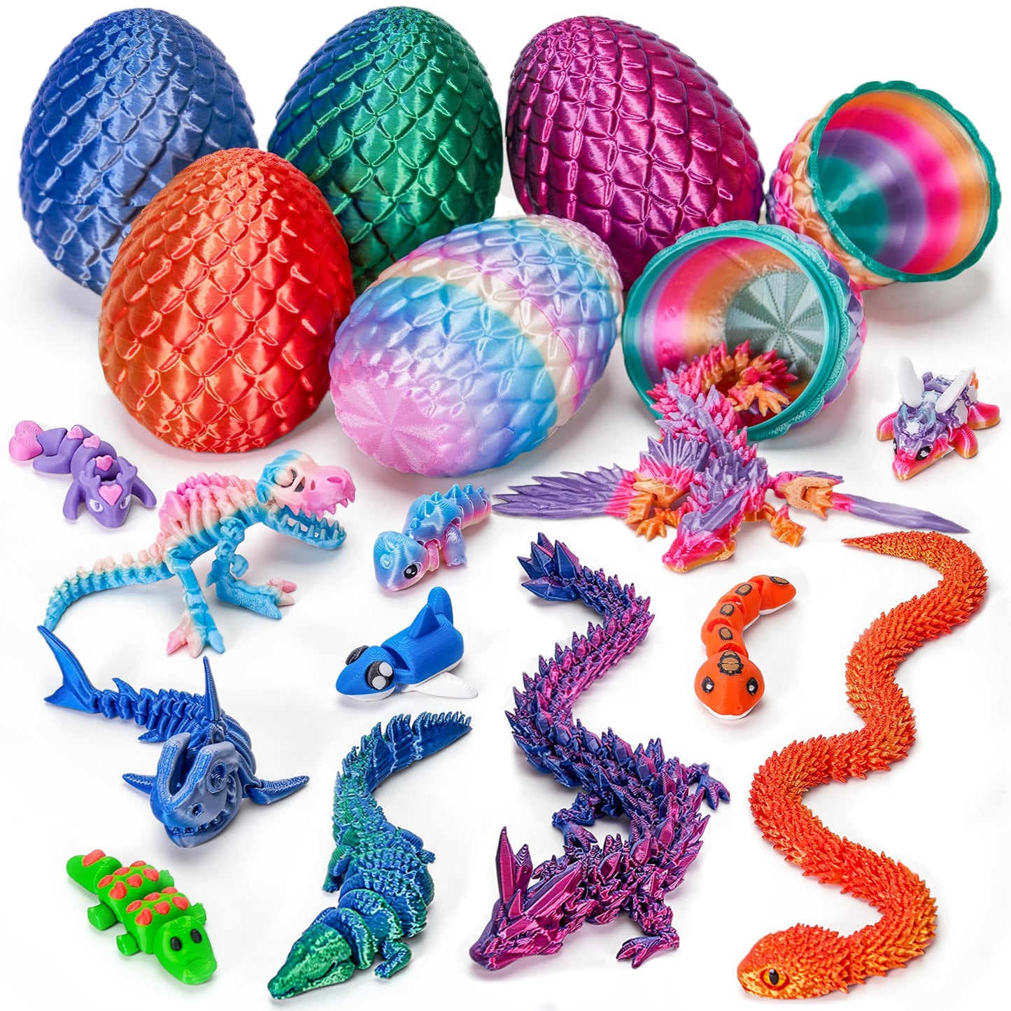 TBOLINE 12Pcs Parent-Child 3D Dragon Egg Toys — 6 Sets with Mini Inside Animals