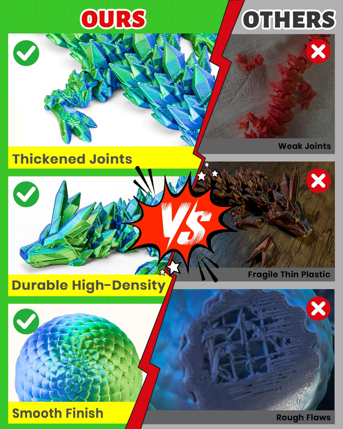 TBOLINE 12" 3D Printed Dragon Egg – Pre-Filled Easter Egg Gifts & Articulated Dragon Toys