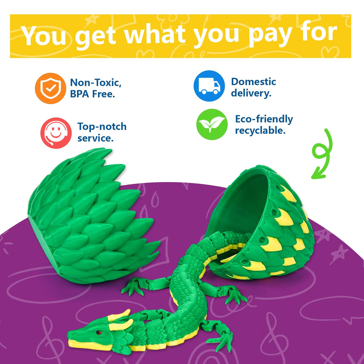 TBOLINE 3D Printed Dragon Eggs with Articulated Dragon Inside | Crystal Dragon Figures