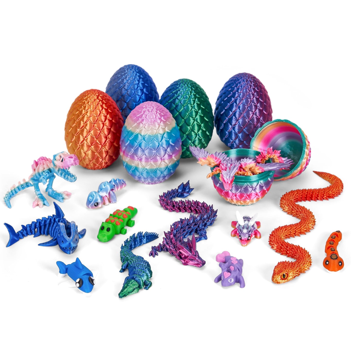 TBOLINE 12Pcs Parent-Child 3D Dragon Egg Toys — 6 Sets with Mini Inside Animals