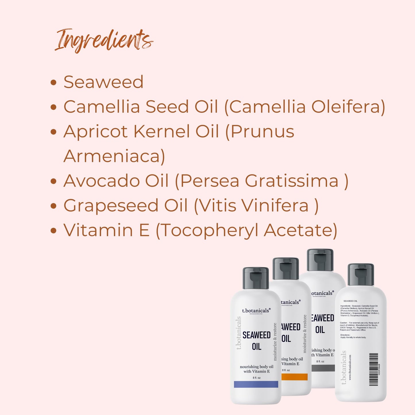 t.botanicals Seaweed Body Oil 8 oz – Fast-Absorbing Lavender Moisturizer