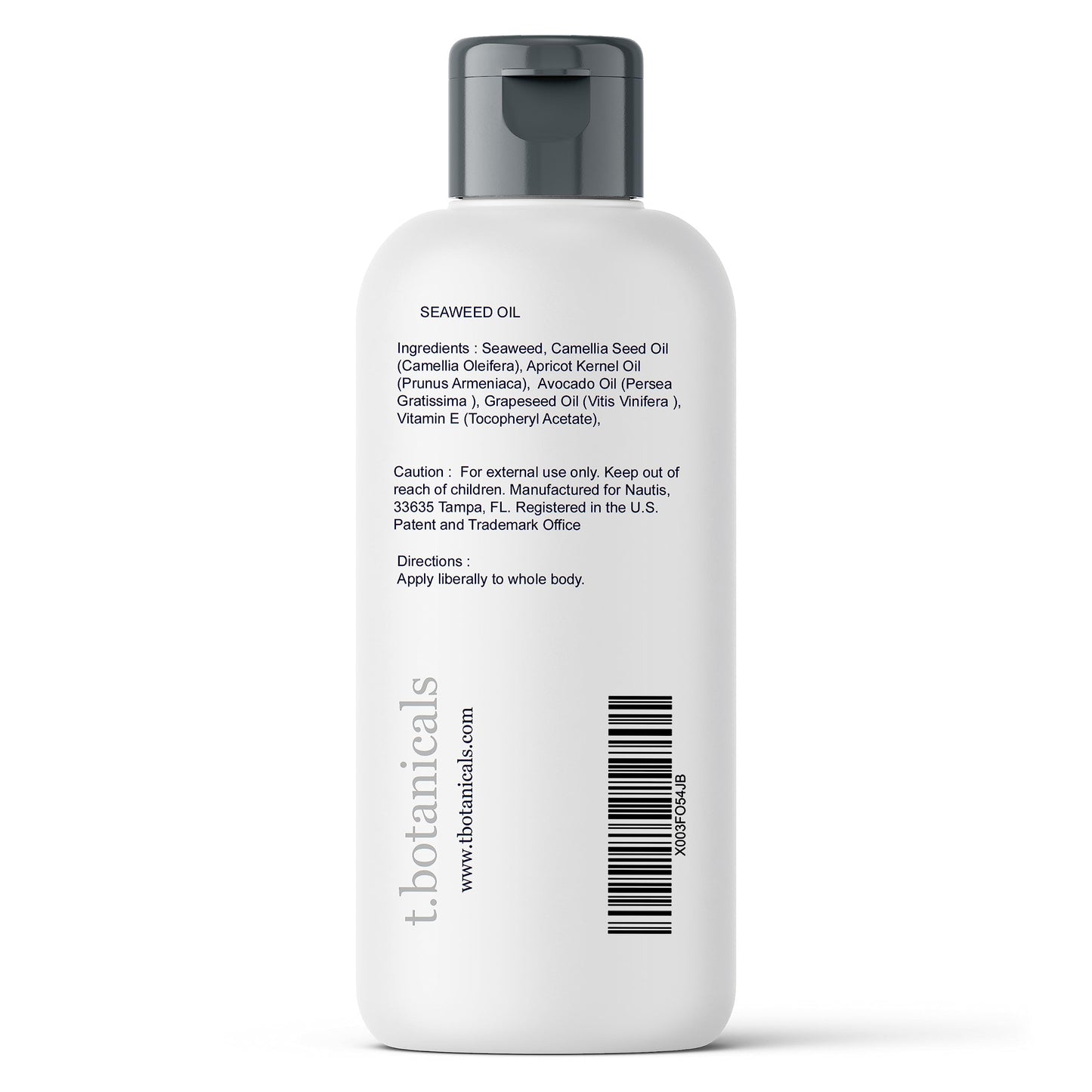 t.botanicals Seaweed Body Oil 8 oz – Fast-Absorbing, Non-Greasy Moisturizer (Citrus)