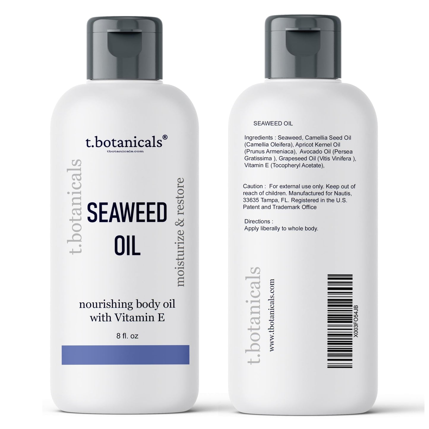 t.botanicals Seaweed Body Oil 8 oz – Fast-Absorbing Lavender Moisturizer