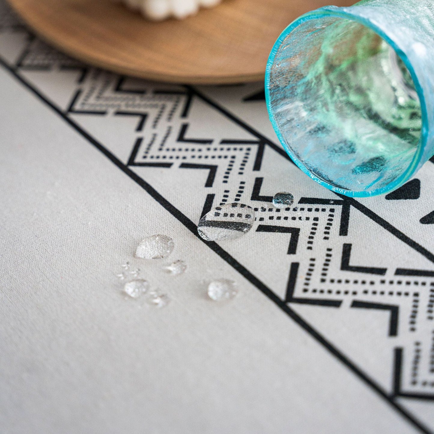 Geometric Black Tassel Waterproof Rectangular Tablecloth