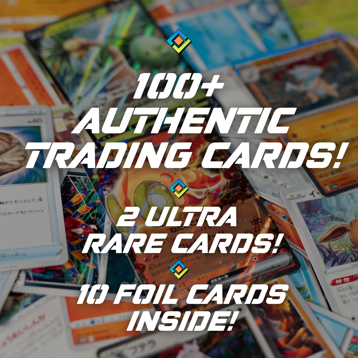 TCG Elements Poke TCG Bundle — 100 Cards, 2 Legendary Cards, Foils, and Deck Box
