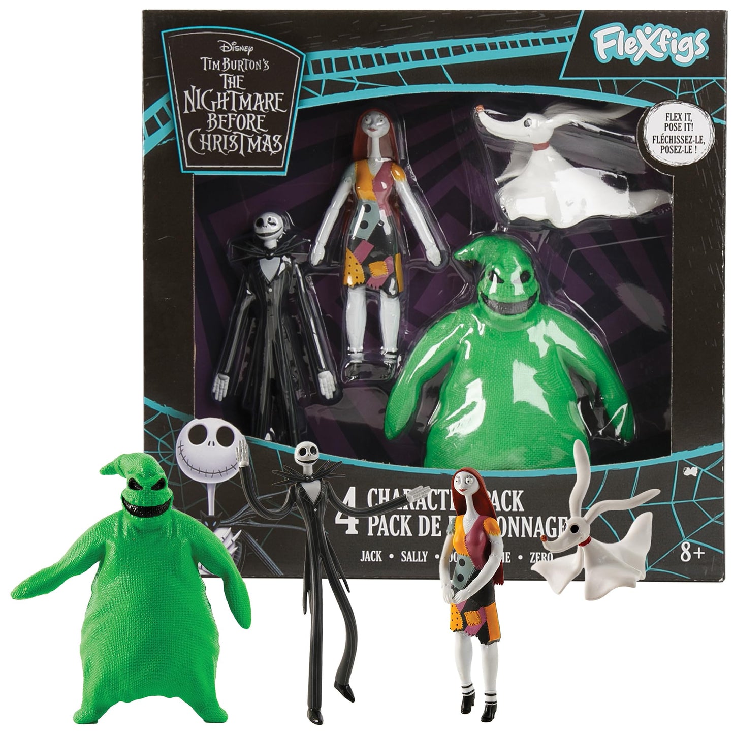 TCG Toys FleXfigs Nightmare Before Christmas 4-Pack – Poseable Jack, Sally, Zero & Oogie Boogie