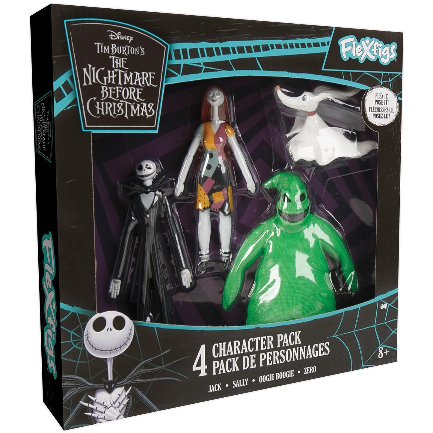 TCG Toys FleXfigs Nightmare Before Christmas 4-Pack – Poseable Jack, Sally, Zero & Oogie Boogie
