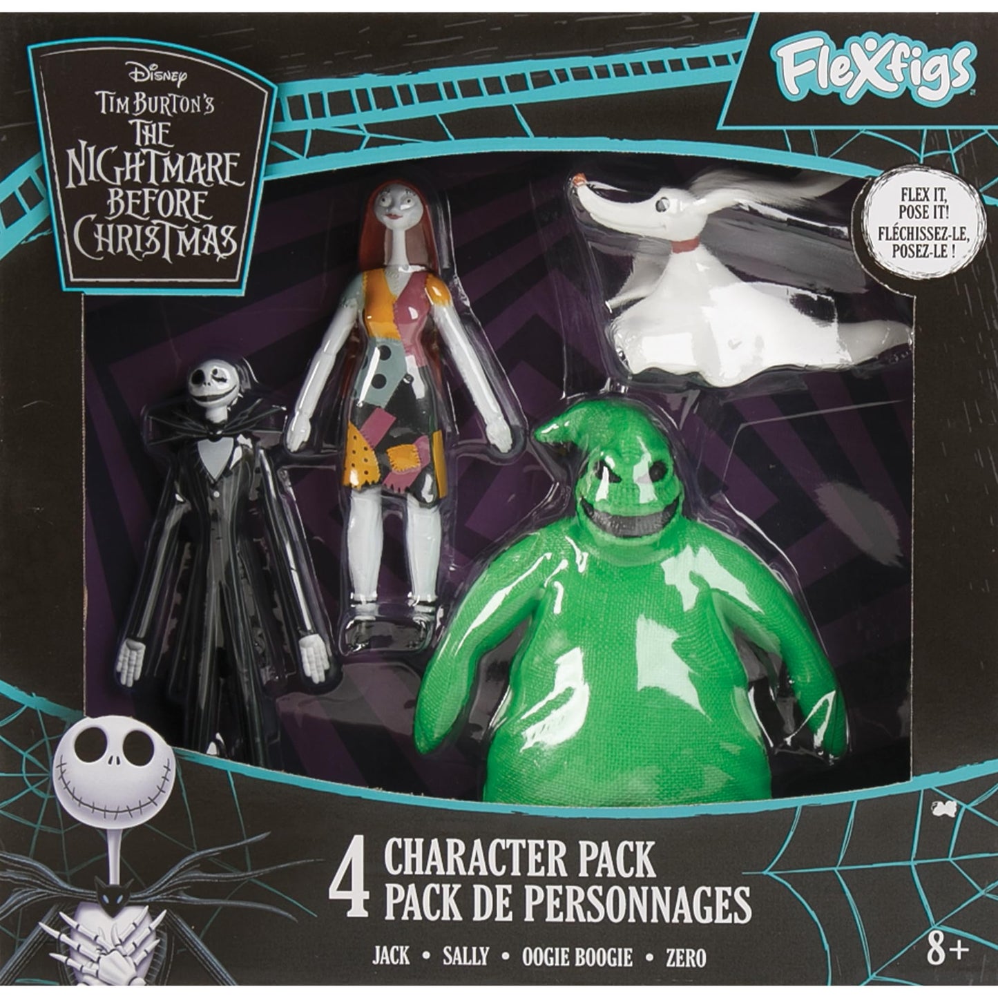 TCG Toys FleXfigs Nightmare Before Christmas 4-Pack – Poseable Jack, Sally, Zero & Oogie Boogie