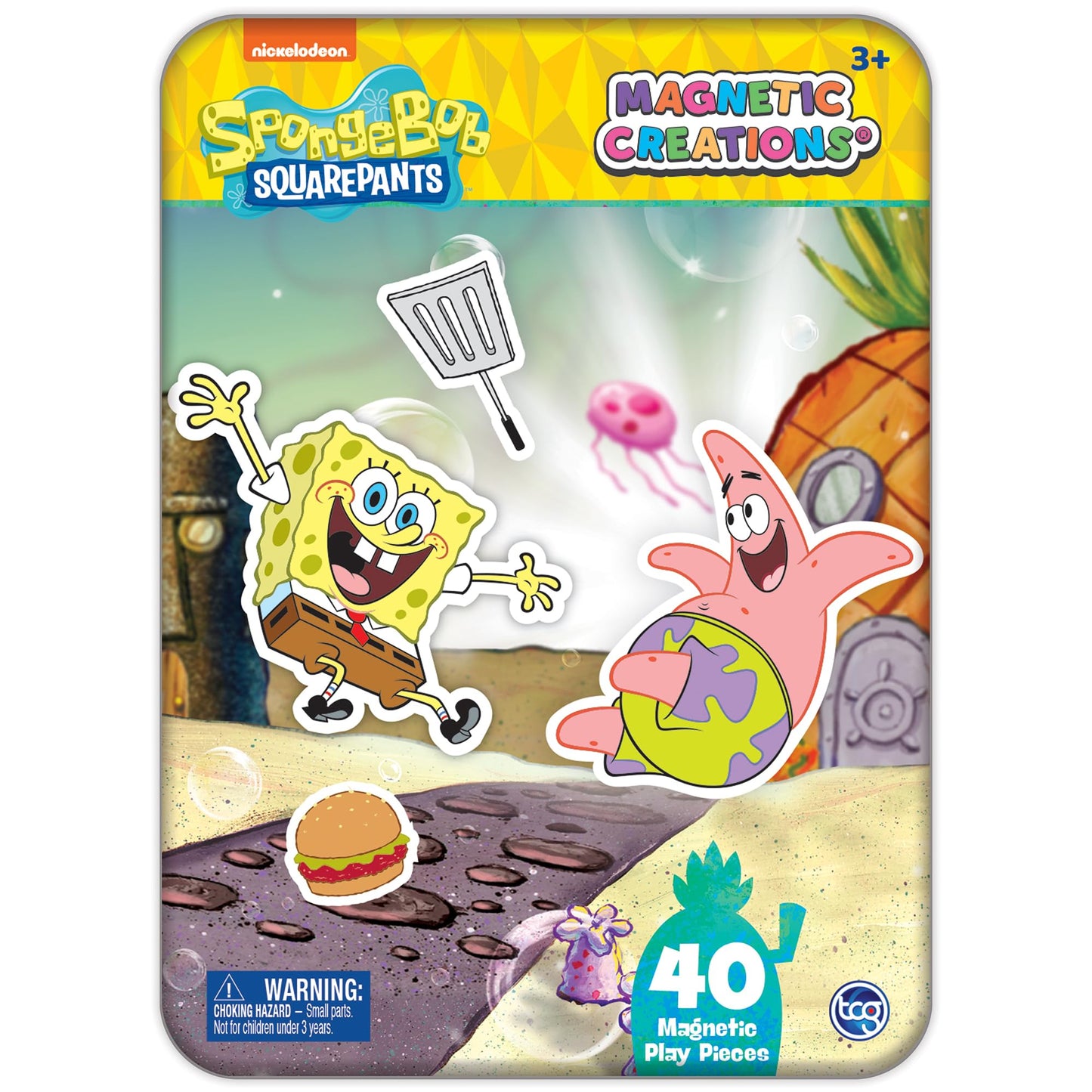 TCG Toys SpongeBob Magnetic Creations Tin — Dress Up Magnets & Storage Tin for Travel