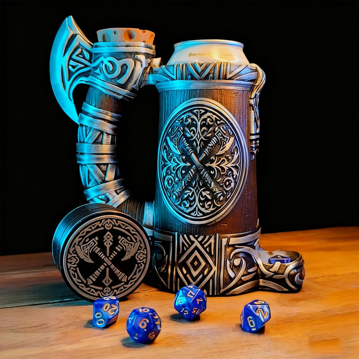 TCGADVN DND Mug Dice Tower Set | 12/16 oz Dice Cup with Storage | Viking Forged