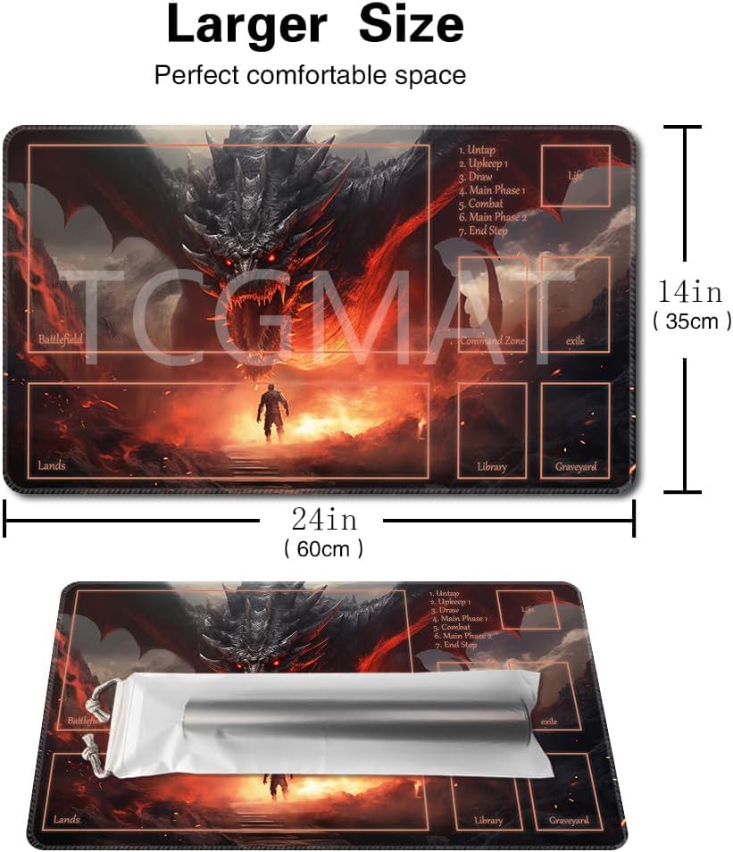 TCGMAT MTG Playmat - Dragon Roar-Deck, 24x14 Inch, Non-Slip Backing, High-Quality Printing