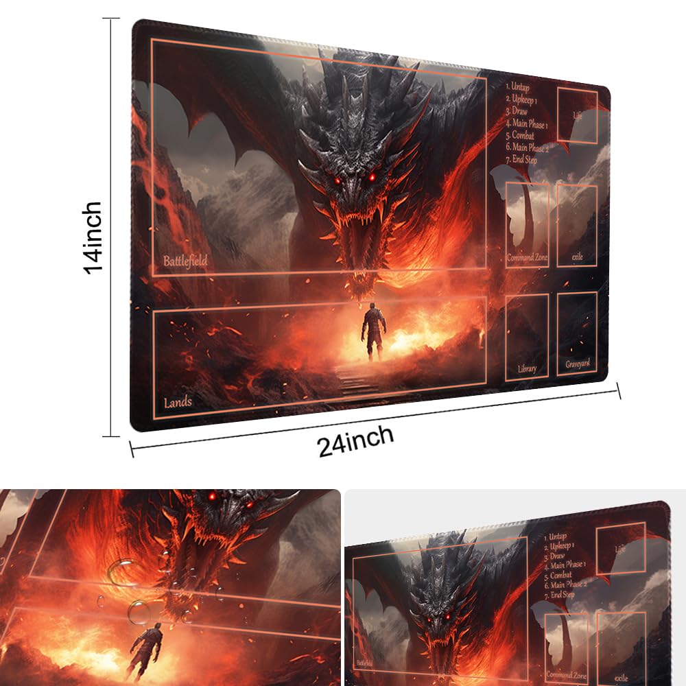 TCGMAT MTG Playmat - Dragon Roar-Deck, 24x14 Inch, Non-Slip Backing, High-Quality Printing