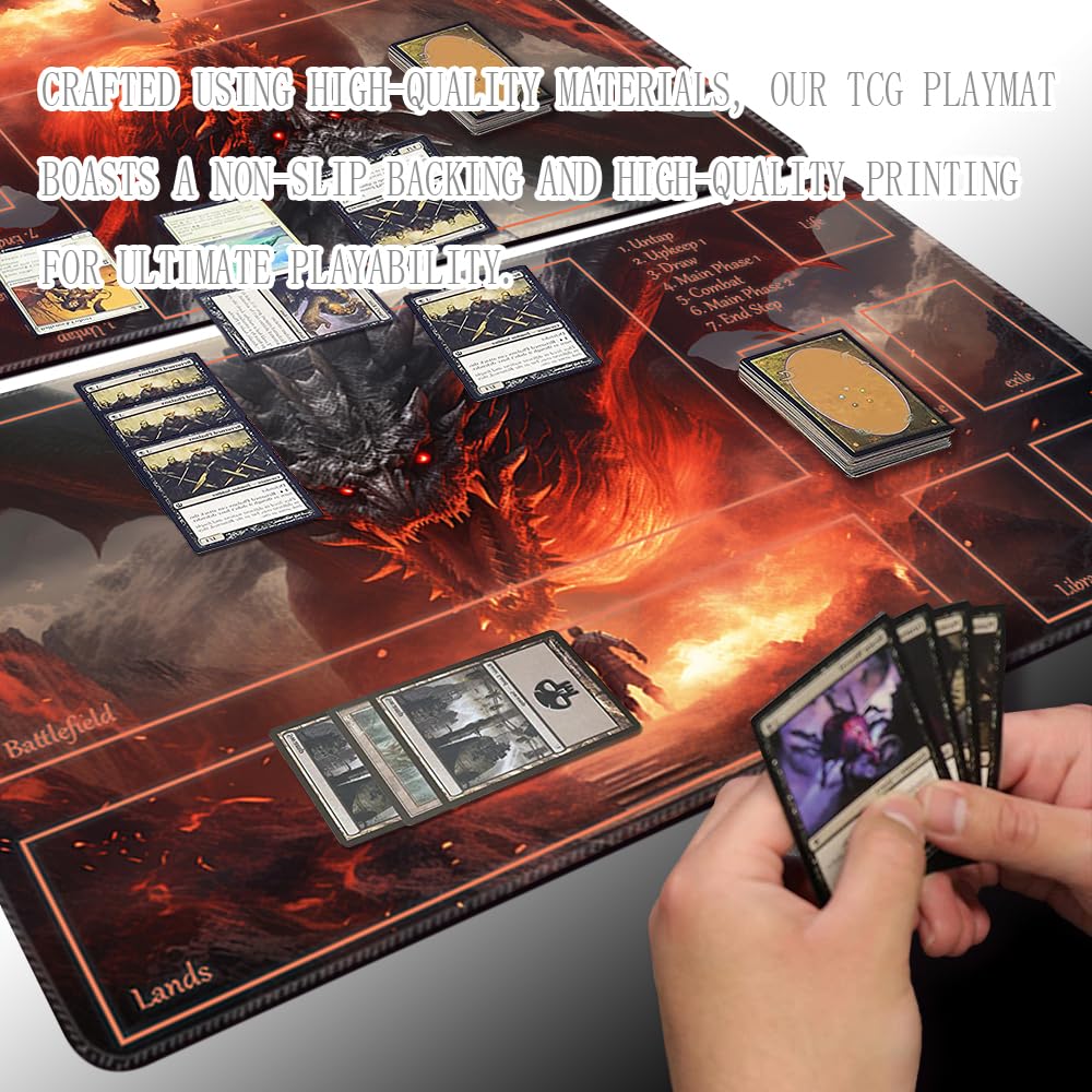 TCGMAT MTG Playmat - Dragon Roar-Deck, 24x14 Inch, Non-Slip Backing, High-Quality Printing