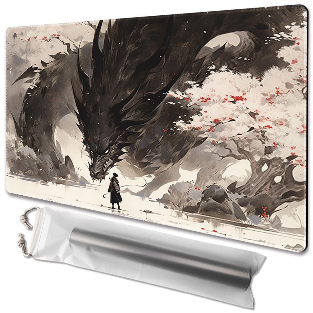 TCGMAT MTG Playmat 24x14in — Non-Slip Backing + Free Storage Bag (Shadow Dragon)
