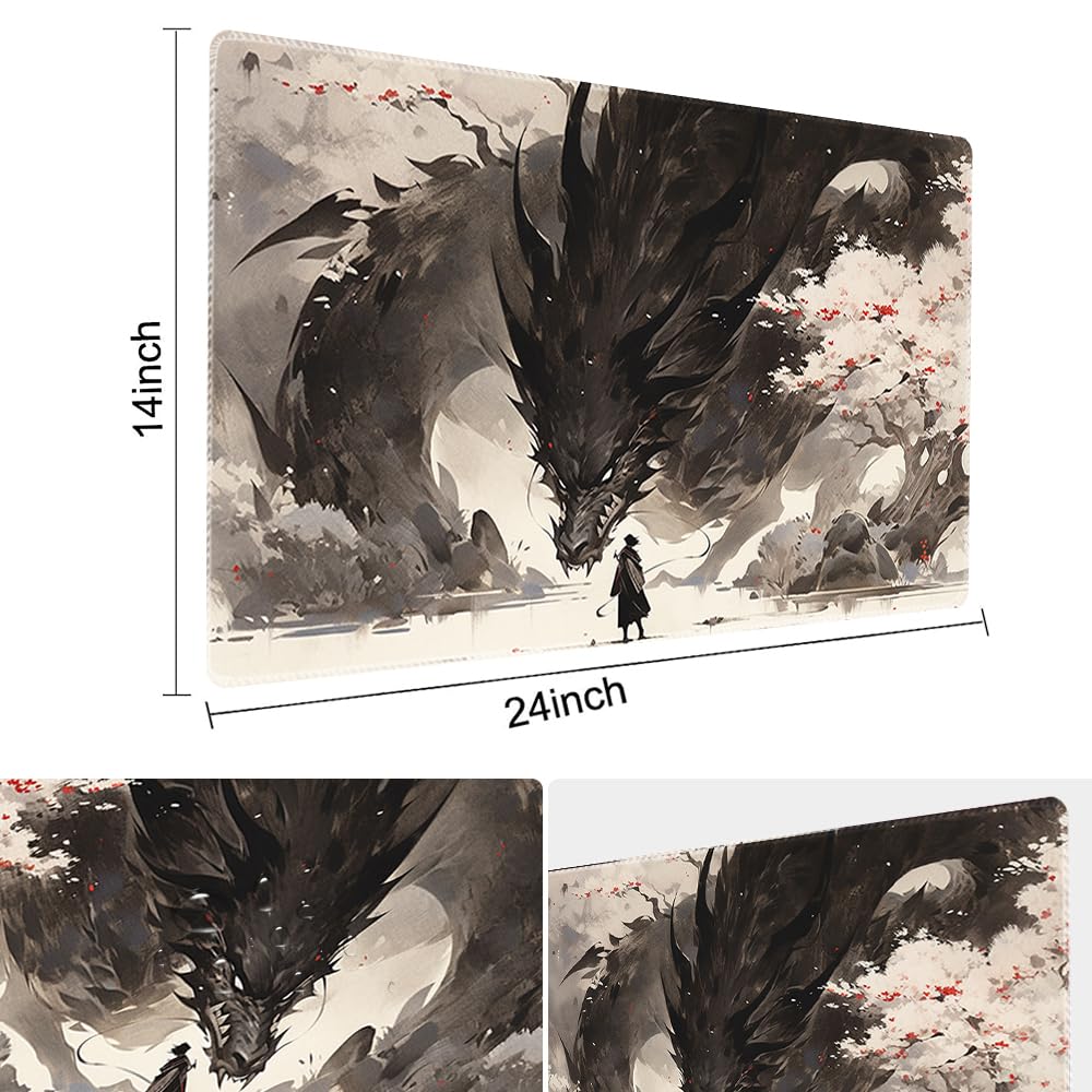 TCGMAT MTG Playmat 24x14in — Non-Slip Backing + Free Storage Bag (Shadow Dragon)