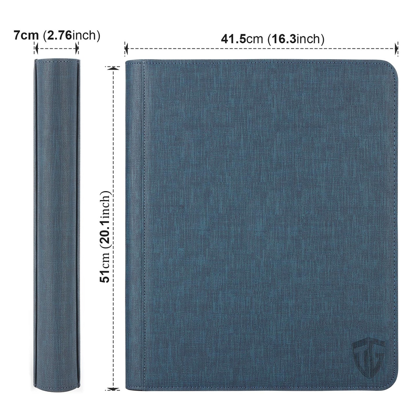 TCGUARD 16-Pocket Toploader Binder | Holds 640 3x4 Toploaders | 20 Double-Sided Pages | Dark Blue