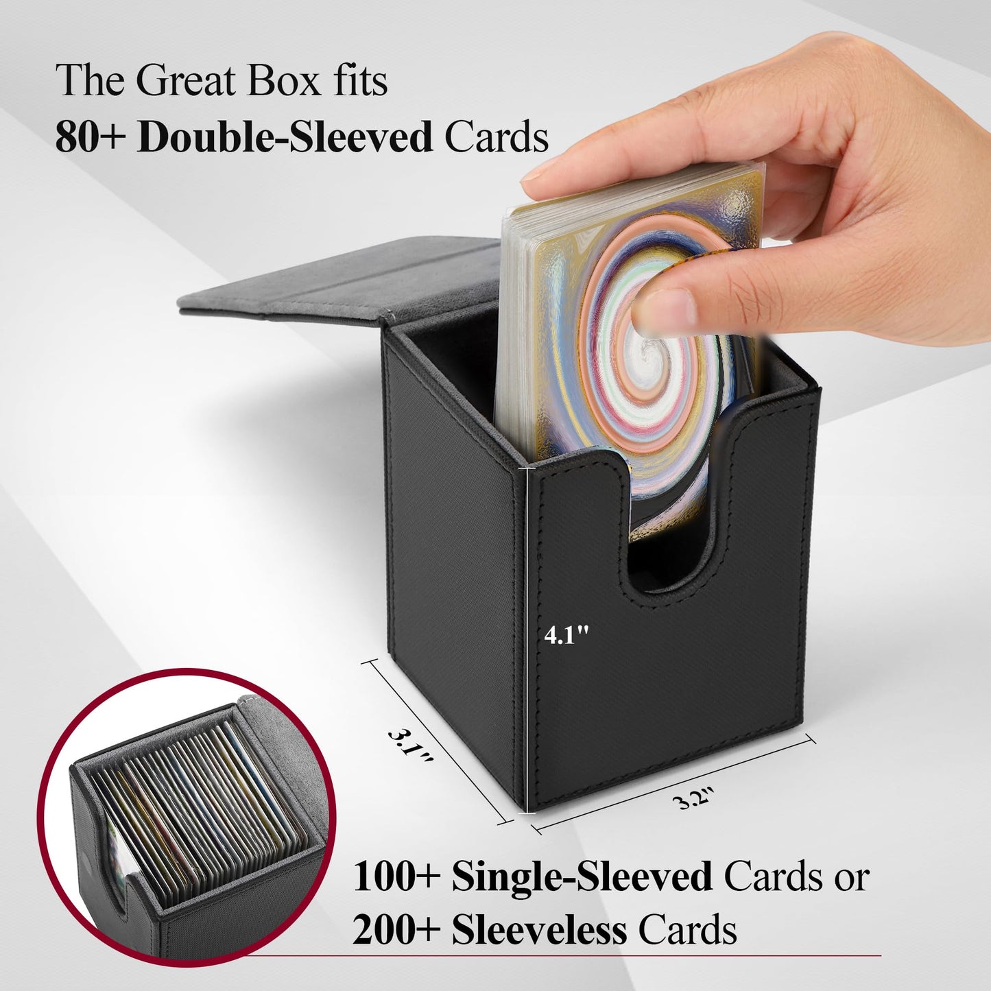 TCGUARD Card Deck Box for MTG – Holds 100+ Sleeved Cards, PU Leather Exterior, Velvet Interior