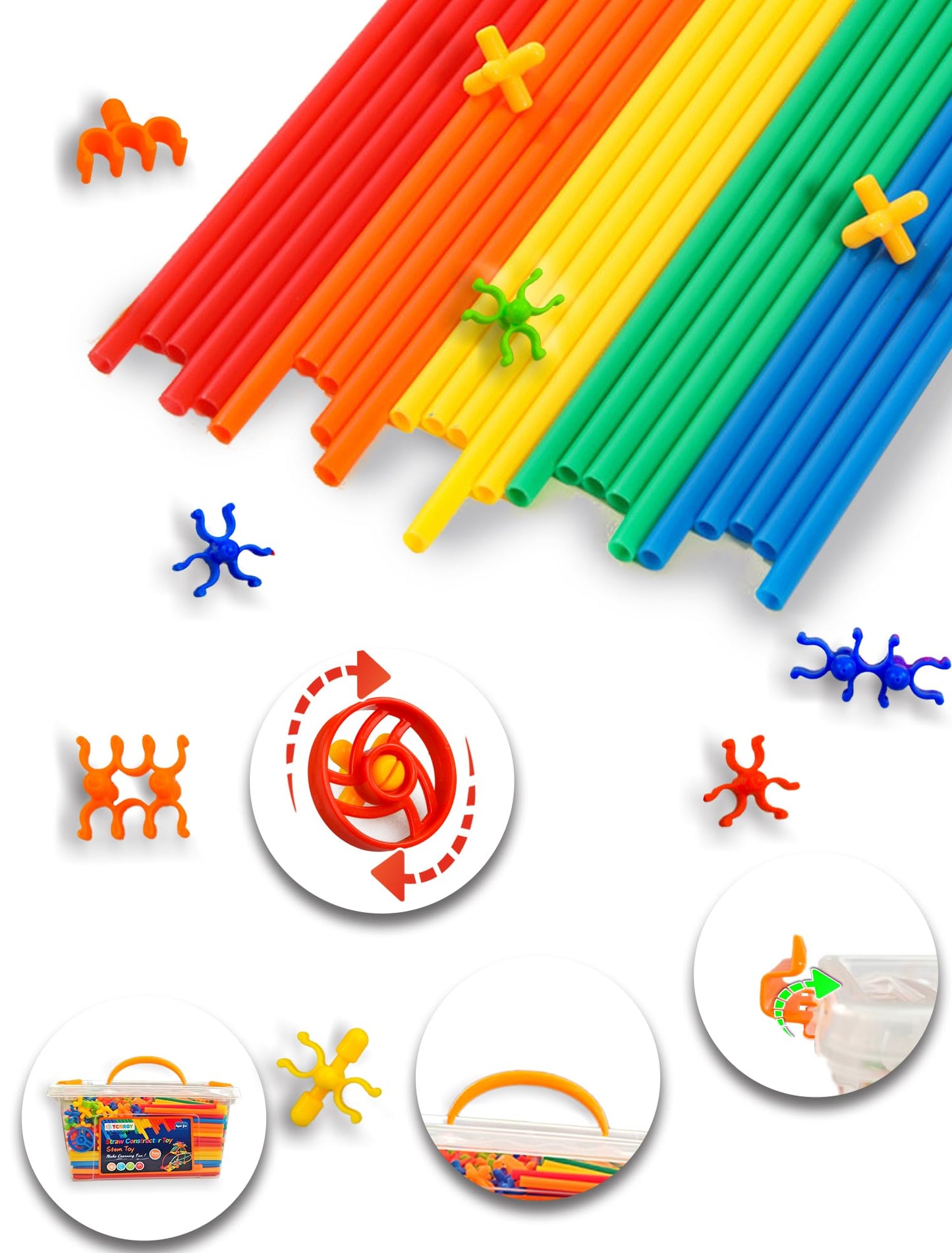 Tcnroy 600PCS STEM Straw Construction Toys – Upgraded Engineering Building Set for Kids