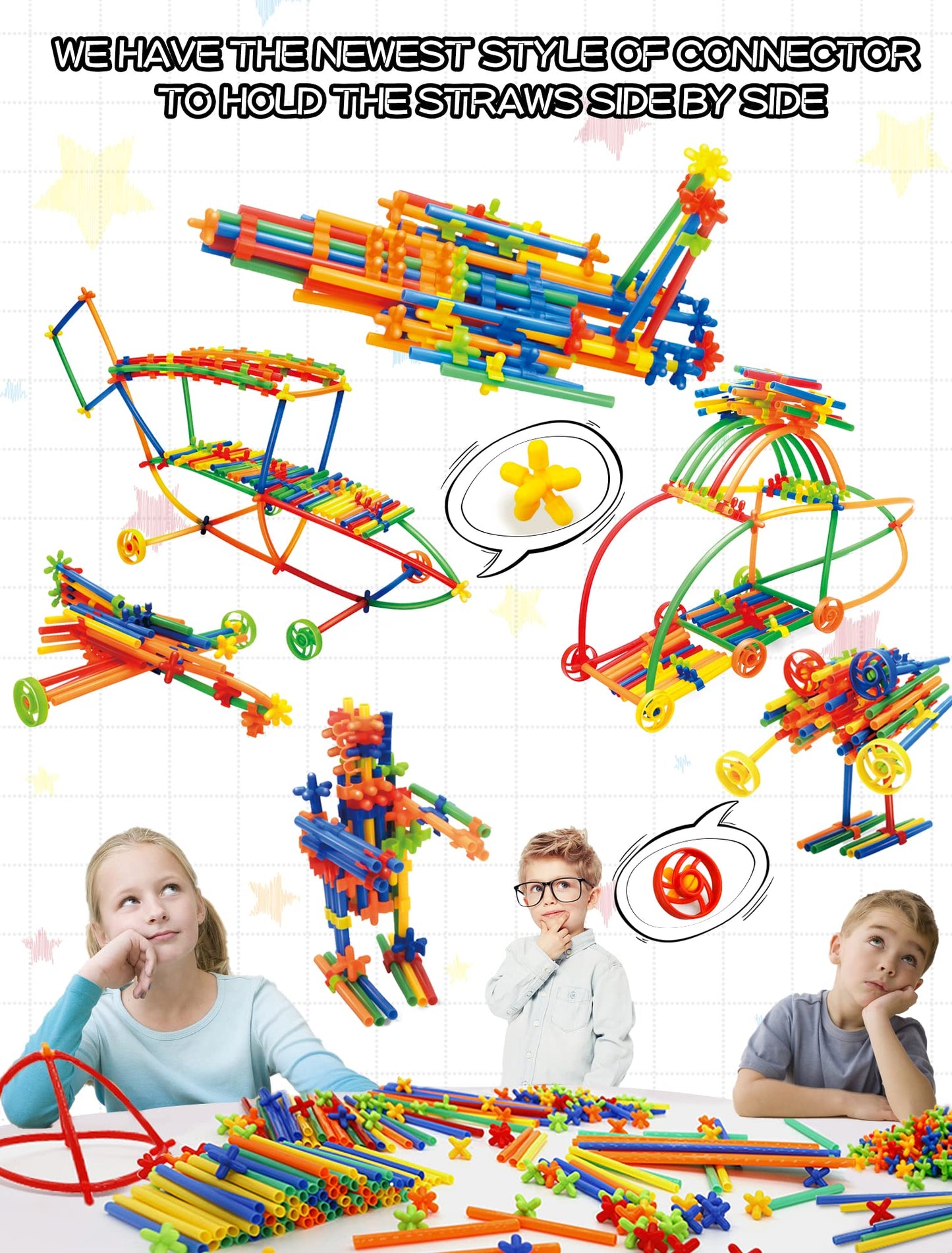 Tcnroy 600PCS STEM Straw Construction Toys – Upgraded Engineering Building Set for Kids