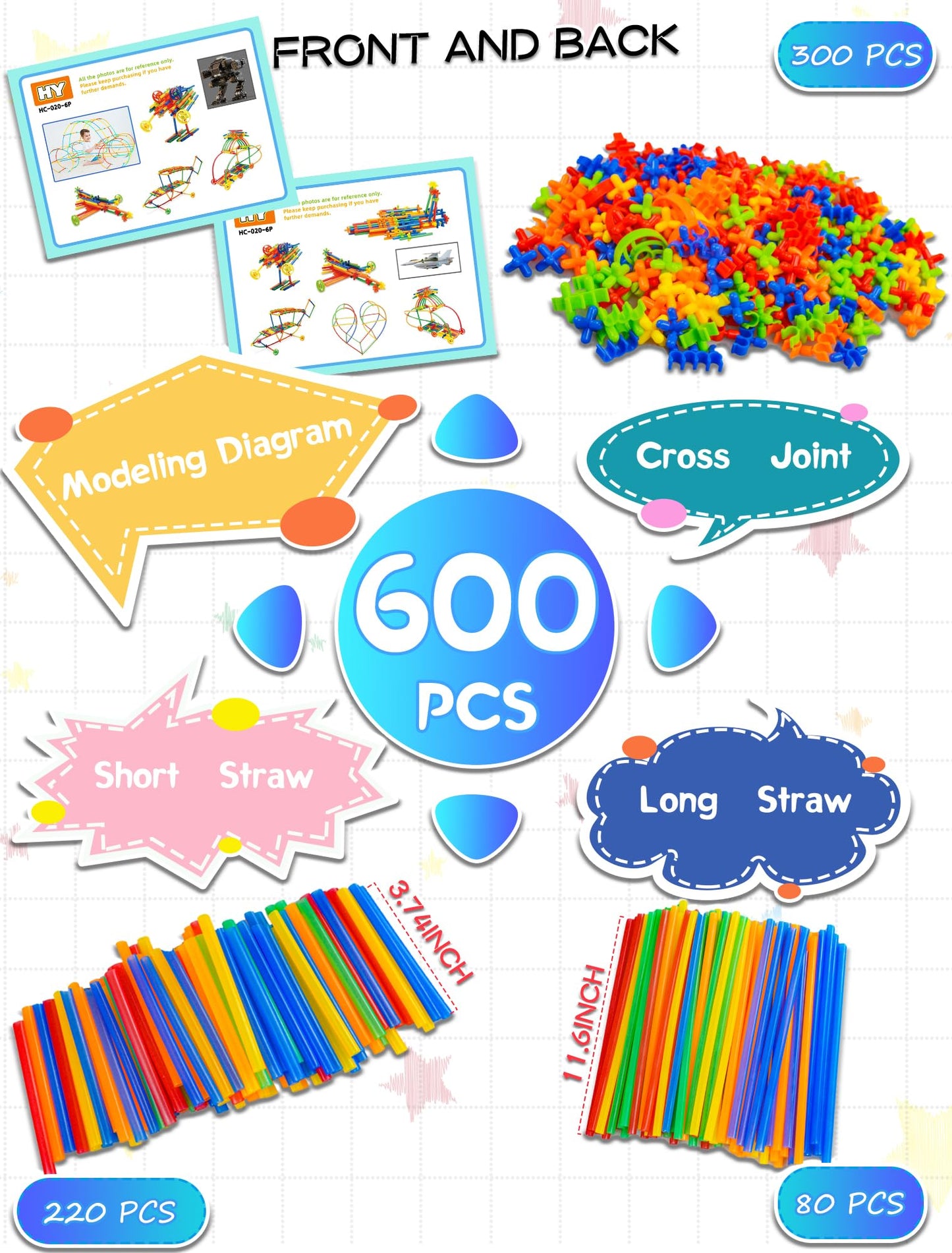 Tcnroy 600PCS STEM Straw Construction Toys – Upgraded Engineering Building Set for Kids