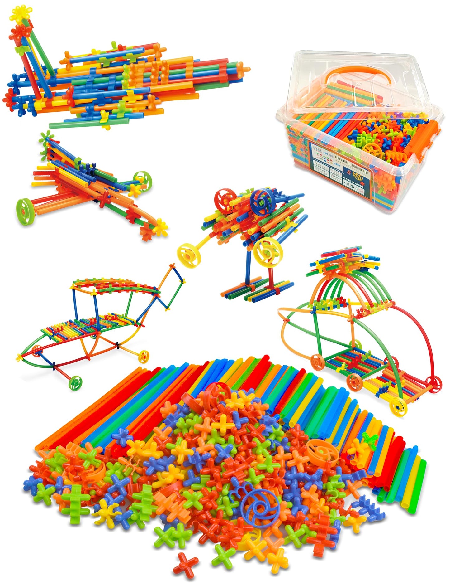 Tcnroy 600PCS STEM Straw Construction Toys – Upgraded Engineering Building Set for Kids